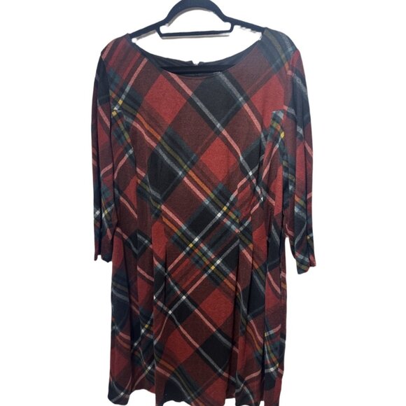 NWT Connected Apparel Women's Plus Knit Plaid Shift Dress Size 18W - Picture 4 of 5